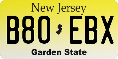 NJ license plate B80EBX