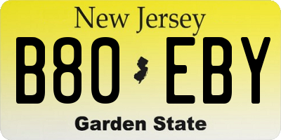 NJ license plate B80EBY
