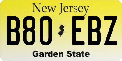 NJ license plate B80EBZ
