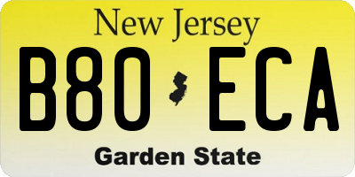 NJ license plate B80ECA