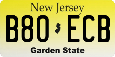 NJ license plate B80ECB