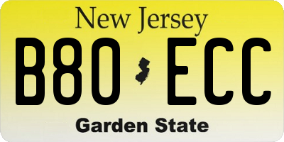 NJ license plate B80ECC