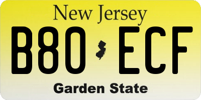 NJ license plate B80ECF