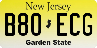 NJ license plate B80ECG