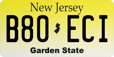 NJ license plate B80ECI