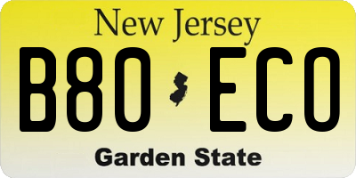 NJ license plate B80ECO