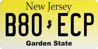 NJ license plate B80ECP