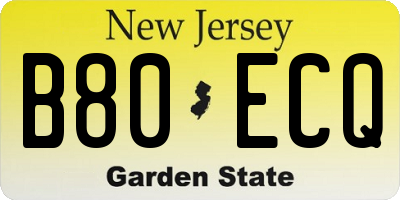 NJ license plate B80ECQ