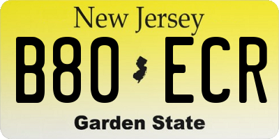 NJ license plate B80ECR