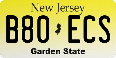 NJ license plate B80ECS