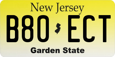 NJ license plate B80ECT