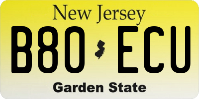NJ license plate B80ECU
