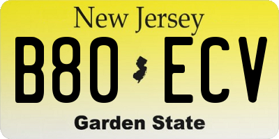 NJ license plate B80ECV