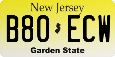 NJ license plate B80ECW