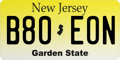NJ license plate B80EON
