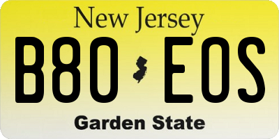 NJ license plate B80EOS