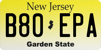 NJ license plate B80EPA