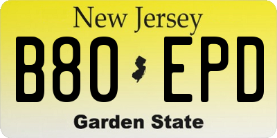 NJ license plate B80EPD