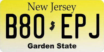 NJ license plate B80EPJ