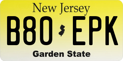 NJ license plate B80EPK