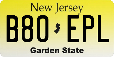 NJ license plate B80EPL