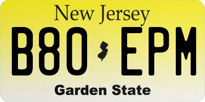 NJ license plate B80EPM