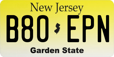 NJ license plate B80EPN