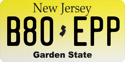 NJ license plate B80EPP