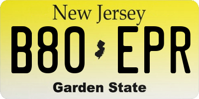 NJ license plate B80EPR