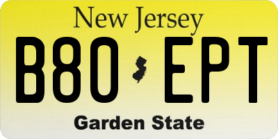 NJ license plate B80EPT