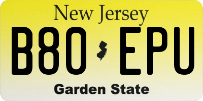 NJ license plate B80EPU