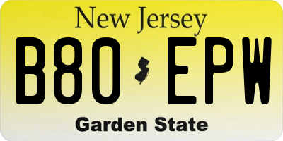 NJ license plate B80EPW