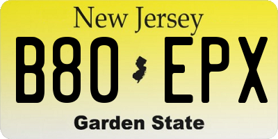 NJ license plate B80EPX
