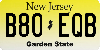 NJ license plate B80EQB