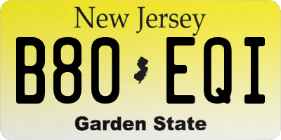 NJ license plate B80EQI
