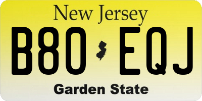 NJ license plate B80EQJ