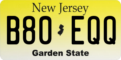 NJ license plate B80EQQ