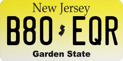 NJ license plate B80EQR
