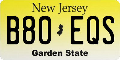 NJ license plate B80EQS