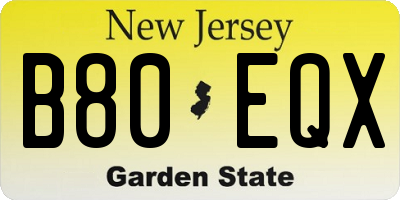 NJ license plate B80EQX
