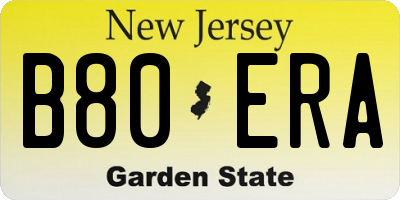 NJ license plate B80ERA