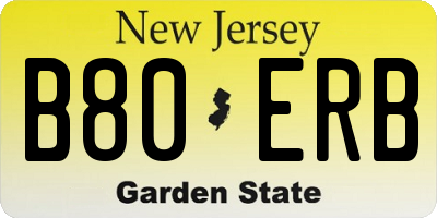 NJ license plate B80ERB