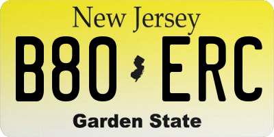 NJ license plate B80ERC