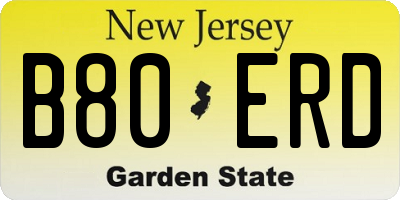NJ license plate B80ERD