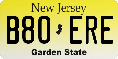 NJ license plate B80ERE