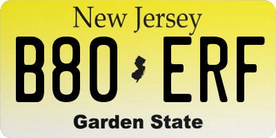 NJ license plate B80ERF