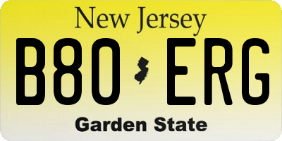 NJ license plate B80ERG