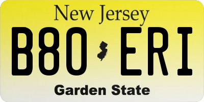 NJ license plate B80ERI