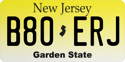 NJ license plate B80ERJ