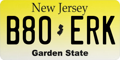 NJ license plate B80ERK